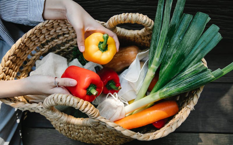 basket of summer garden vegetables