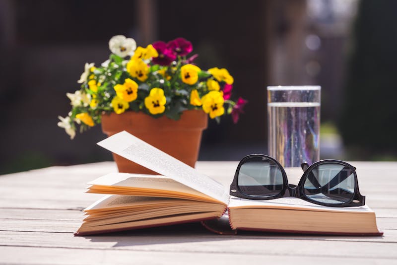 garden journal on the table with water