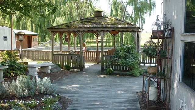 Landscaping Around a Porch or  deck with gazebo