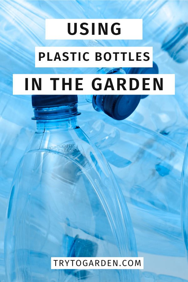 7 Fantastic Hacks for Gardening Using Plastic Bottles article cover image with a lot of plastic water bottles