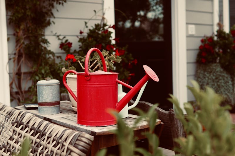 red watering can