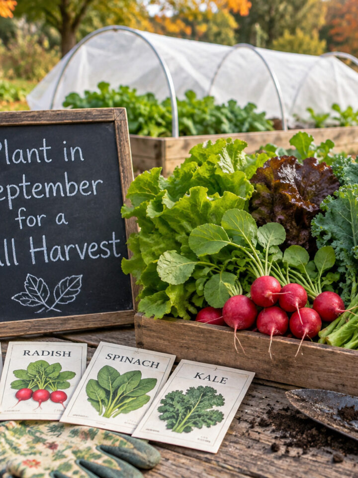 cool weather vegetables next to a hoop house